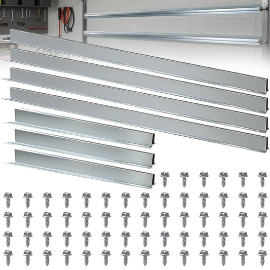 16FT Garage Door Strut, 4 PC 4 FT Garage Door Hurricane Brace Kit with 3 PC 2 FT Garage Door Reinforcement Connector & 58 Mounting Screws, Pre-drilled Universal Brackets for DIY