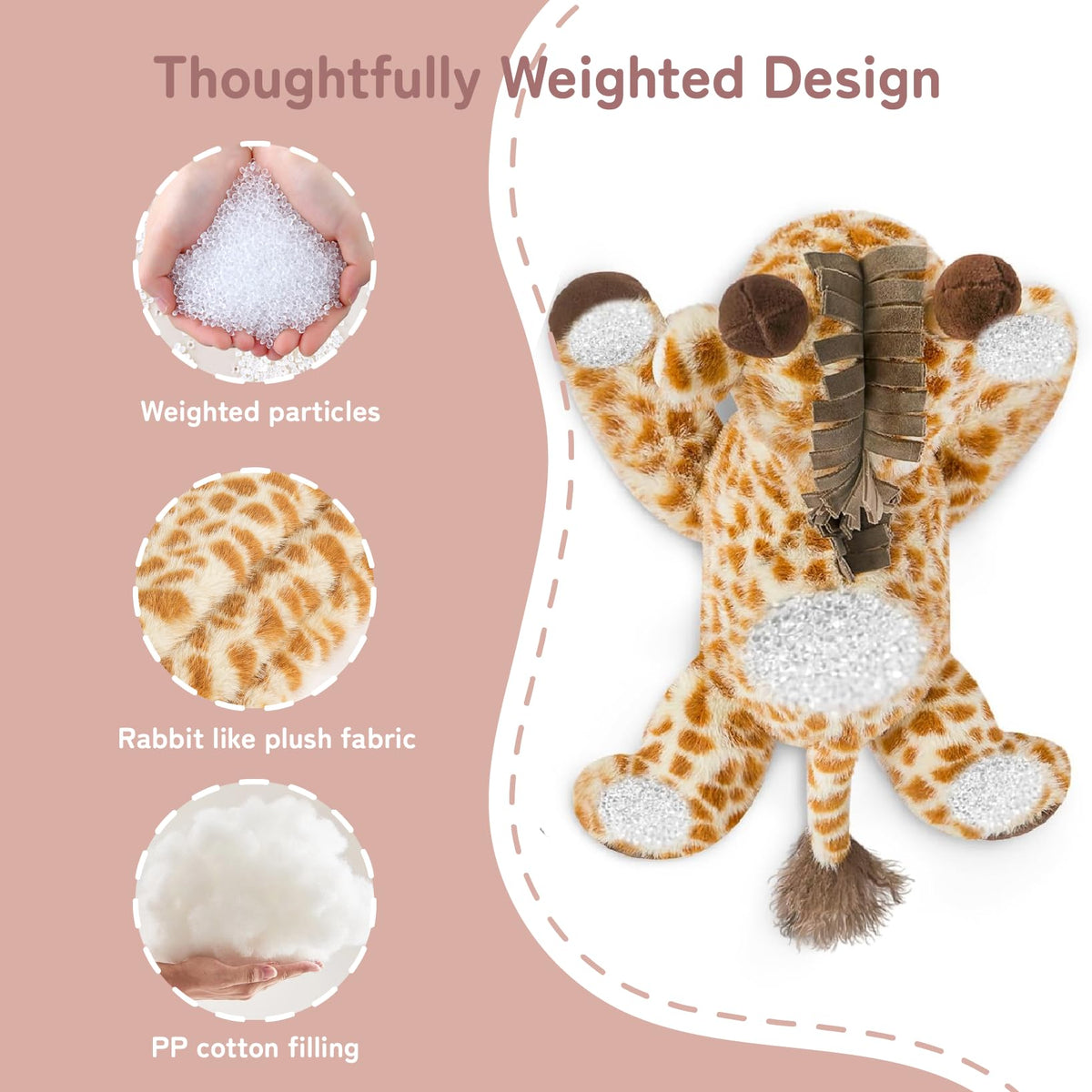Niuniu Daddy Weighted Giraffe Stuffed Animal for Kids & Adults, 20 Inch 3.3lb Large Plush Toy with Soft Fur, Weighted Plushies Pillow for Sensory Calm, Huggable Gift for Everyday Comfort