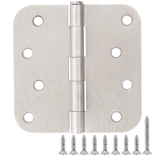18 Pack 4 Inch Nickel Door Hinges Satin/Brushed Nickel Door Hinges 4 in x 4" Exterior Interior Door Hinge for Stardand Doors Stall,Front,Closet,Silver Residential Hinge Iron Bifold Door Hinge