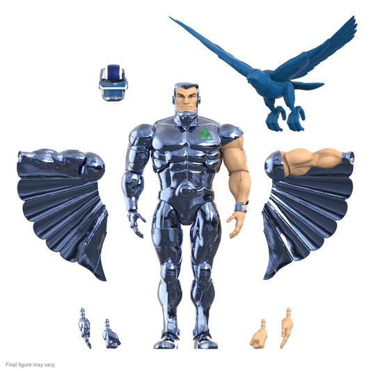 Super7 ULTIMATES! SilverHawks Steelwill (VAC Metal Toy Version) - 7" SilverHawks Action Figure with Accessories Classic Cartoon Collectibles