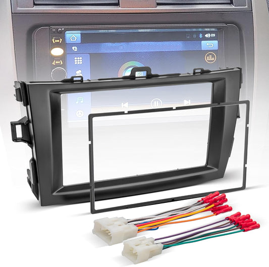 2009-2013 NuIth Double DIN Radio Installation Dash Kit W/Radio Wire Harness for Toyota Corolla, Aftermarket Radio Dash