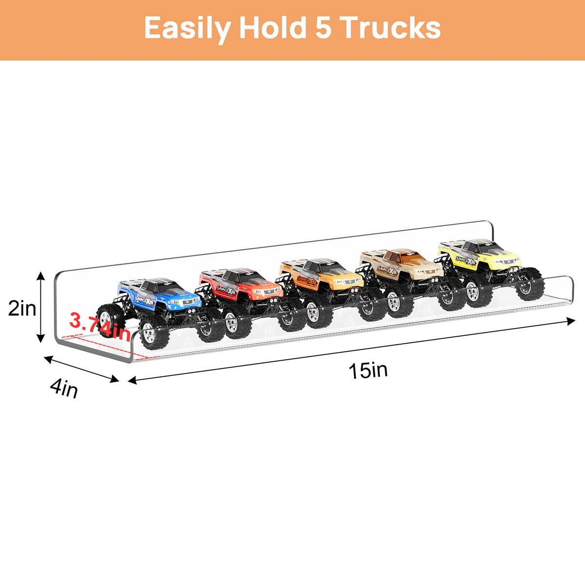 upsimples 8 Pack Acrylic Shelves Wall Organizer and Storage, 15" Display Shelf for Figure, Toy Cars, Perfume, Kids Bookshelf for Bedroom, Nursery, Craft Room, Clear