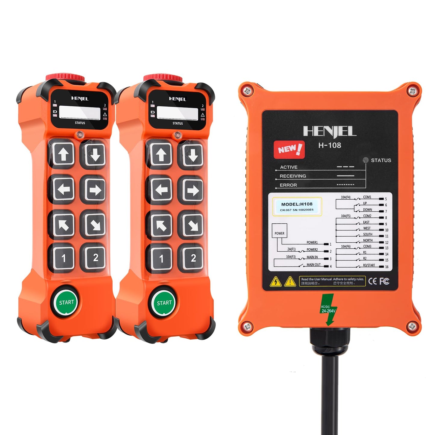 Crane Wireless Remote Control Industrial Hoist Overhead Bridge Crane Controller 8 Channel Button 2 Transmitters 110V 220V 380V Receiver