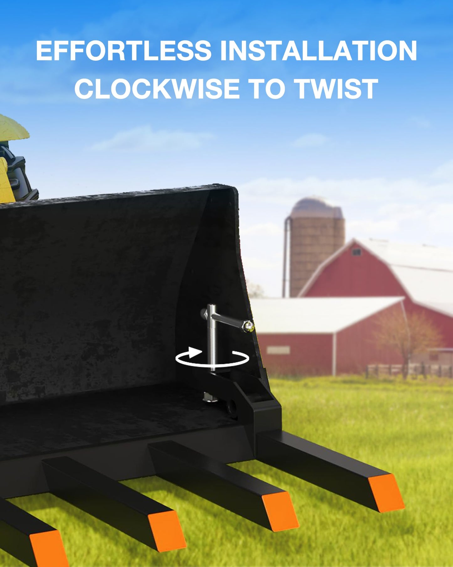 GarveeLife 48 in Bucket Clamp on Debris Forks,2500 LBS Heavy Duty Pallet Forks,Clamp on Pallet Forks with 5 Tines,for Tractor Accessories,Loader Bucket,Skid Steer