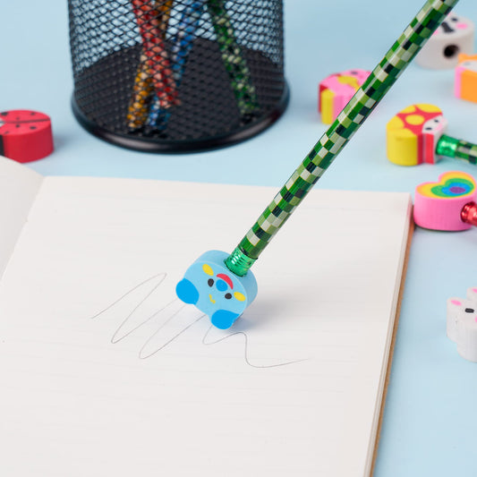 200 Pieces Cartoon Cute Animal Pencil Erasers Pencil Eraser Toppers Rabbit Zebra Mushroom Ladybug Pencils Caps for Office Classroom Supplies