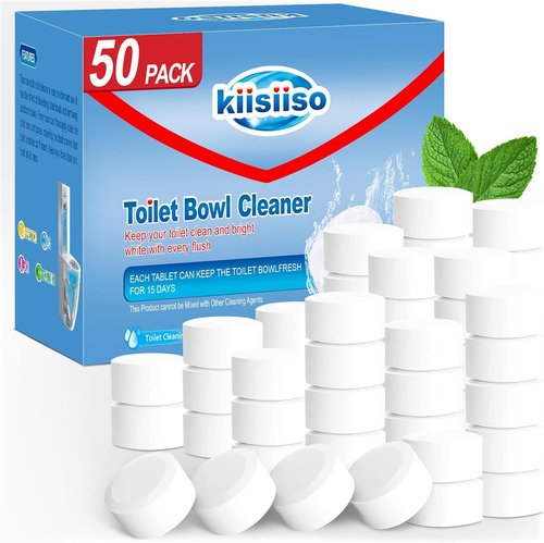 KIISIISO Toilet Bowl Cleaner Tablets - 50 Pack | Automatic Bleach Cleaners for Long-Lasting Freshness