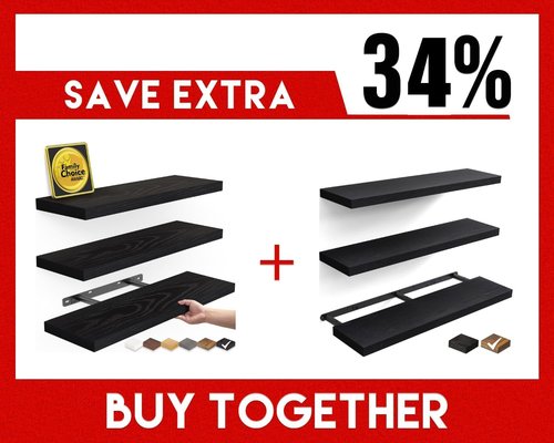 BAYKA Floating Wall Shelves - Set of 3 | Stylish Black 15.7-Inch Design for Home Decor
