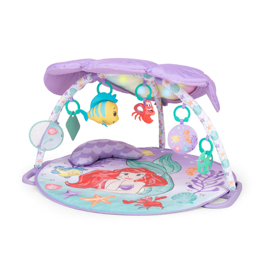 Bright Starts Disney Baby The Little Mermaid Twinkle Trove Light-Up Musical Baby Activity Gym with Tummy Time Pillow, Newborn+