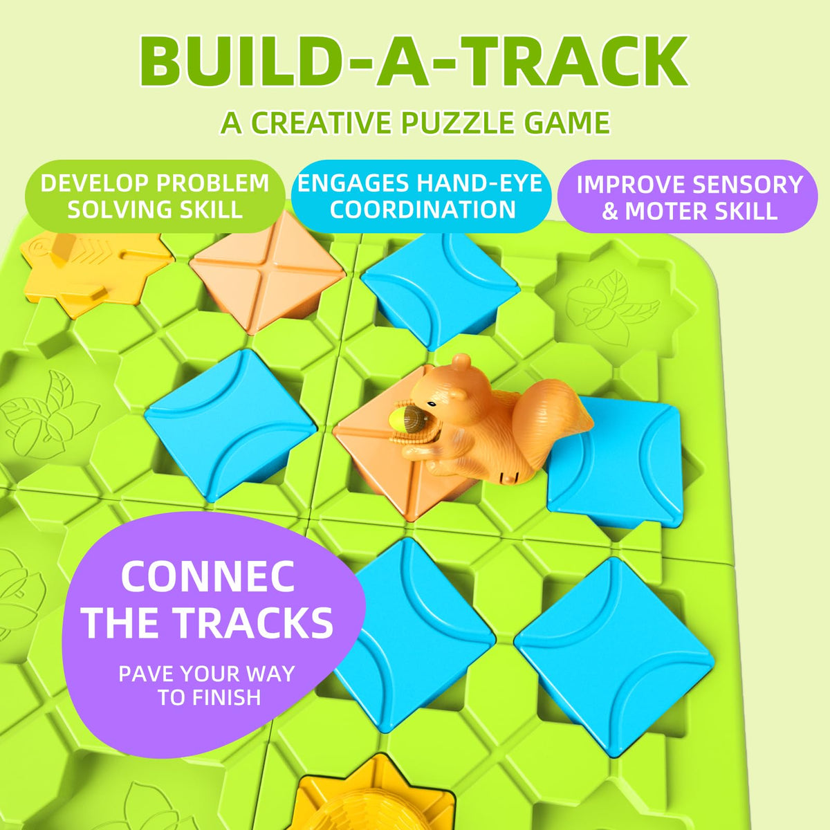 STEM Board Games Kids Toys, Maze Brain Teaser Puzzles Learning Games for Kids Ages 4-8 118 Challenges 5 Difficulty Levels Squirrel Logic Track Building Blocks, Educational Montessori Birthday Gifts