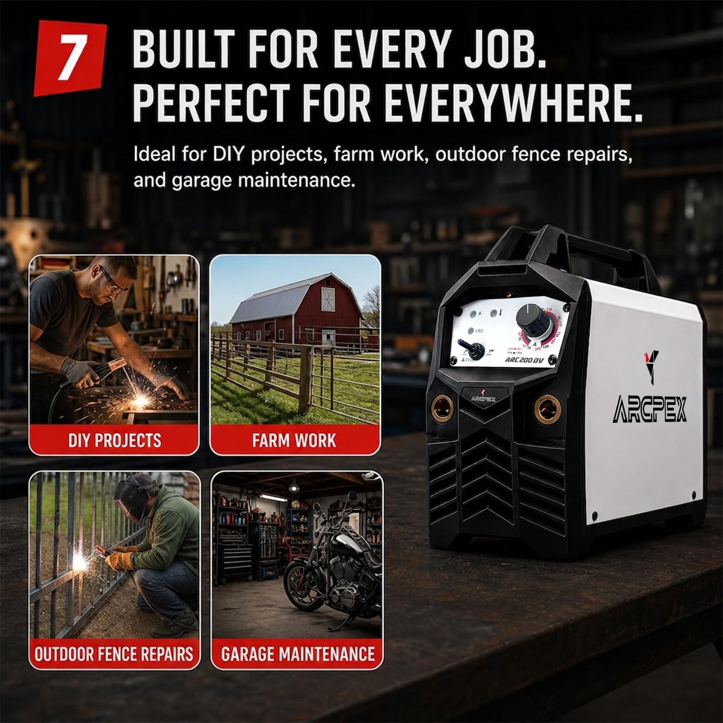 ARCPEX 200A Stick Welder 110V/220V, Mini Arc Welding Machine with 100% Pure Copper 10FT Cables, 2-in-1 Portable MMA/Lift TIG Welder for Farm Gate Repair, Truck Rack DIY, and Fence Fix