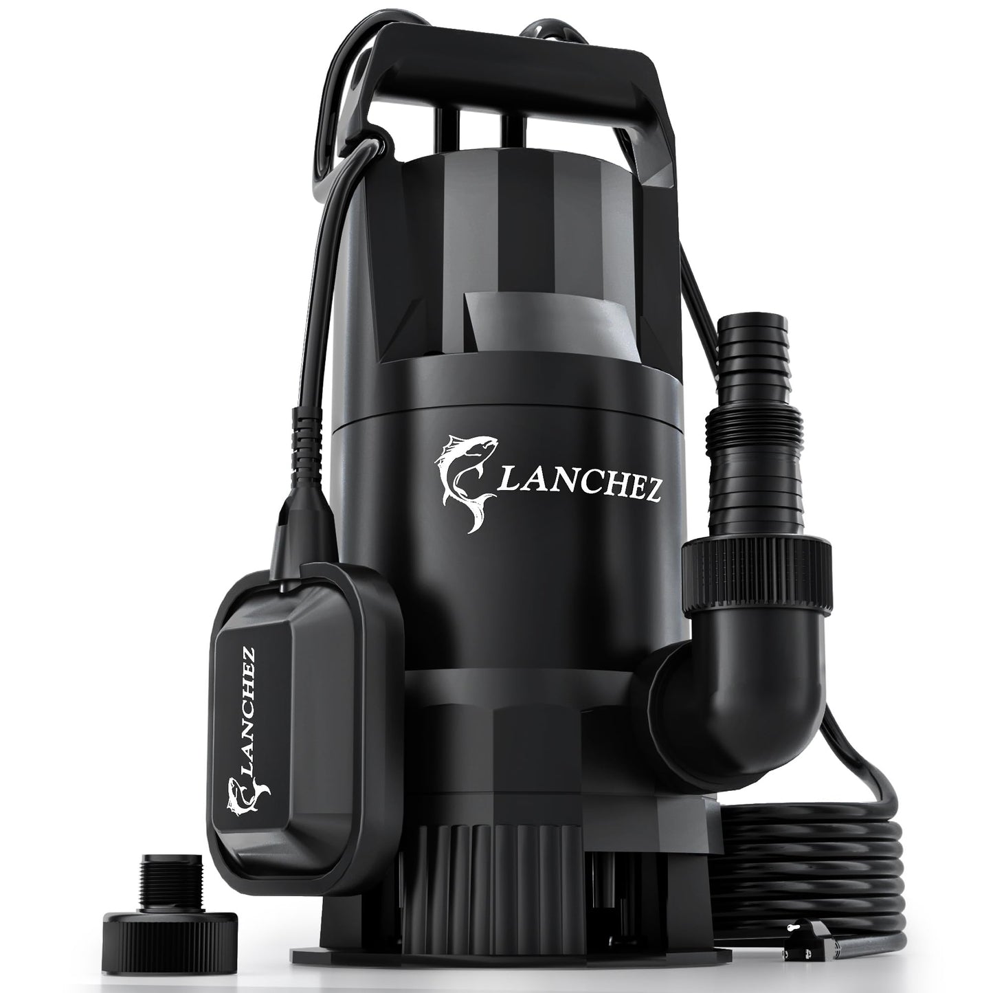 LANCHEZ 1.6HP 6000GPH Sump Pump, High Flow Submersible Water Pump with Float Switch, Automatic Transfer Water Pump for Swimming Pool Basement Flooded Pit Sewage Sink Tub, Black