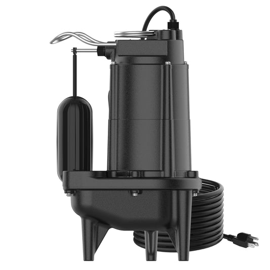 BOMGIE 1/2 HP Sewage Pump, Cast Iron Effluent Pump, Automatic Float Switch, Sewage Sump Pump for Sump Basin, Basement, Residential Sewage, 2'' NPT Discharge, Dark