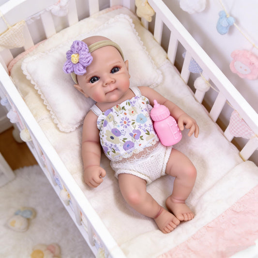 MRB Silicone Reborn Baby Dolls, 12 Inch Realistic Newborn Baby Dolls, Full Solid Silicone Reborn Washable Girl Doll Gift for Collectors & Kids Ages 3+