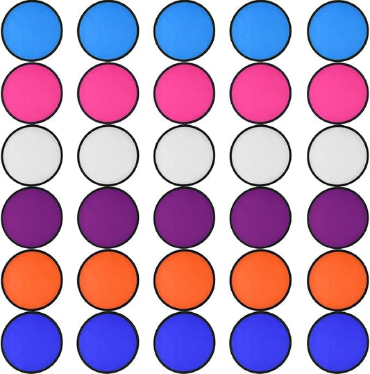 Mototo 30 Pieces Foldable Flying Disc Fans with Bag Folding Pocket Toy Set for Kids Fun Birthday Party Favors Summer Outdoor Activity Game Halloween Christmas, 6 Colors (Colorful 2)