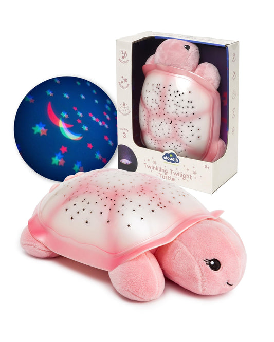 Cloud b Star Projector Nightlight with White Noise Soothing Sounds | Adjustable Settings and Auto-Shutoff | Twinkling Twilight Turtle - Pink