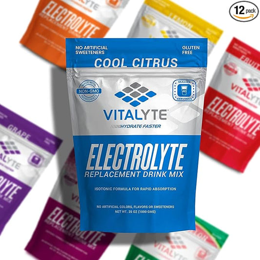 Vitalyte Electrolyte Powder Drink Mix, Isotonic Electrolyte Hydration Mix, Bulk Case Pack (12 Pack, Cool Citrus)