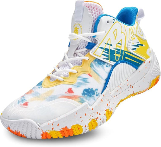 Men's Basketball Shoes Breathable Anti Slip Fashionable Graffiti Training Shoes Outdoor Shoes
