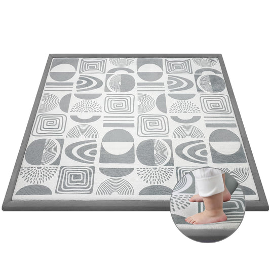 Omedecal 59"×71" Baby Play Mat for Floor & Playpen, 1.2" Thick High-Density Foam Nursery Mat for Tummy Time, Soft Plush Carpet with Non-Slip Bottom for Infant Toddler Baby Crawling & Playing (Grey)