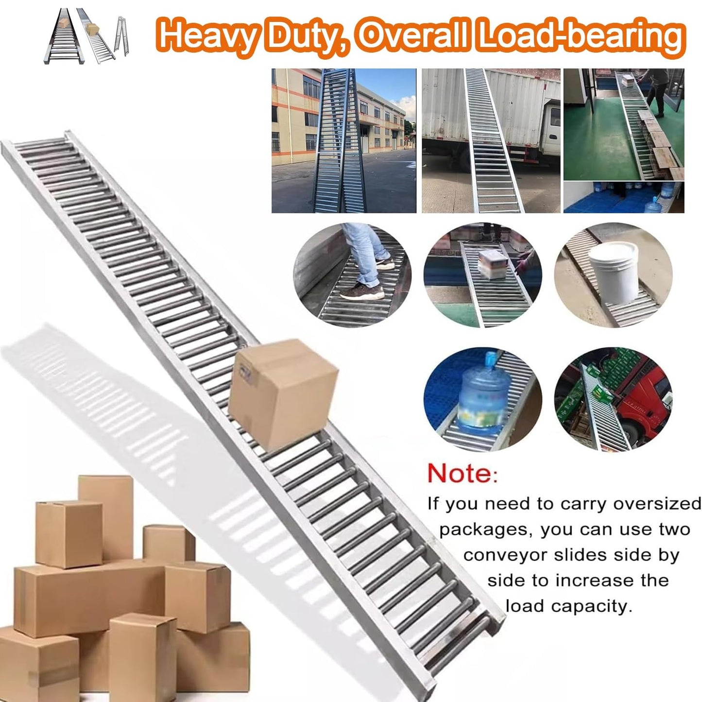 Adjustable Heavy Duty Gravity Conveyor Roller for Warehouse Unloading, 3.3 to 33ft Length, 12in Width, Height Adjustable Stand for Efficient Material Handling