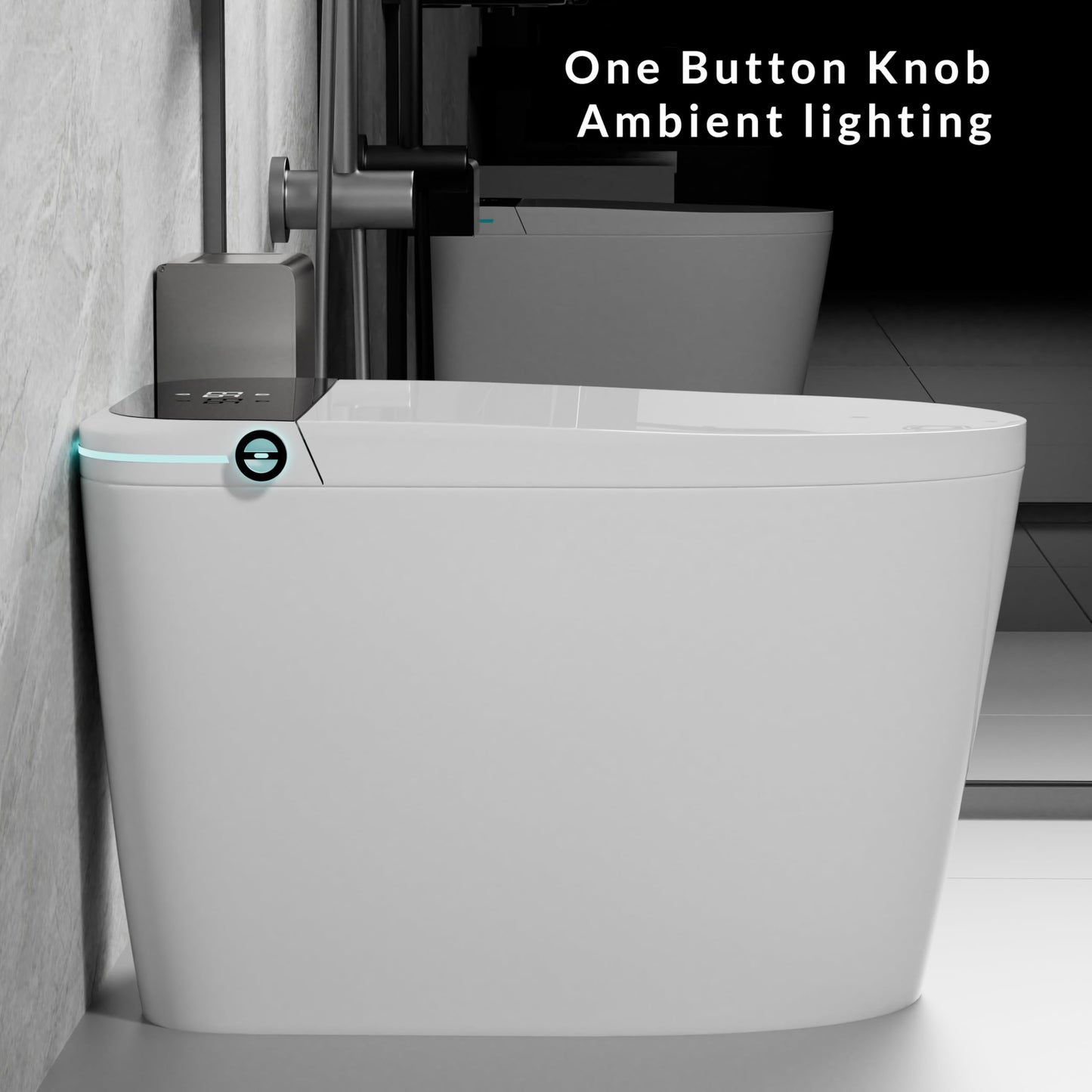 WinZo Smart Toilet, Tankless Toilets with Heated Seat, Auto Open & Close, Smart with Bidet Built In ADA Chair Comfort Height,Dryer and Warm Water Sprayer, Featuring Foot Sensor and Black LED Display