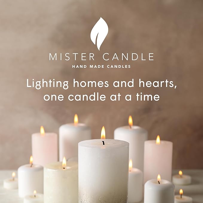 Mister Candle Dripless Unscented Pillar Candles, Set of 3 Hand Poured Solid Color Non-Scented Candles for Home Decor, Premium Wax, 60 Hr Burn Time - 3x4 Inch, Green