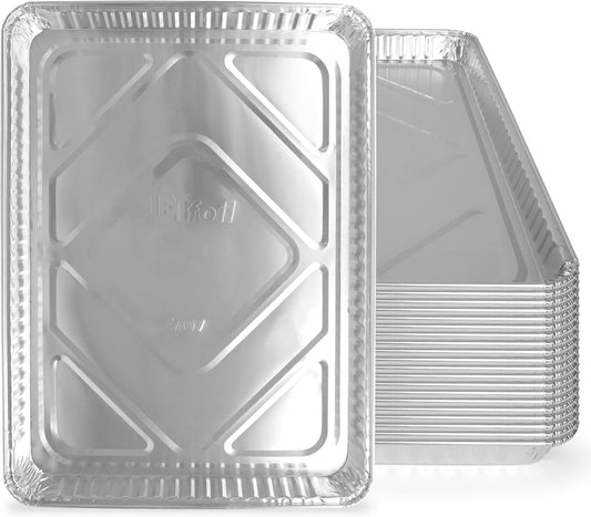PLASTICPRO Aluminum Cookie Sheets - 100 Pack Heavy-Duty Disposable Baking Pans | 13 x 17 Inches