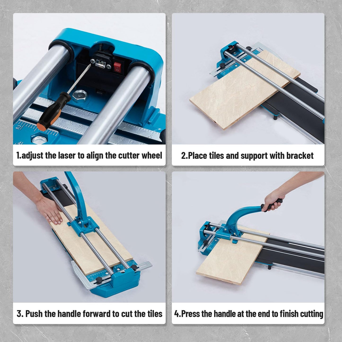 ExploreHorizon Manual Tile Cutter - 48 Inch Tungsten Carbide Cutting Wheel, Guide Accuracy, Anti-Skid Feet, Removable Scale, Precision Cutting, Double Rails