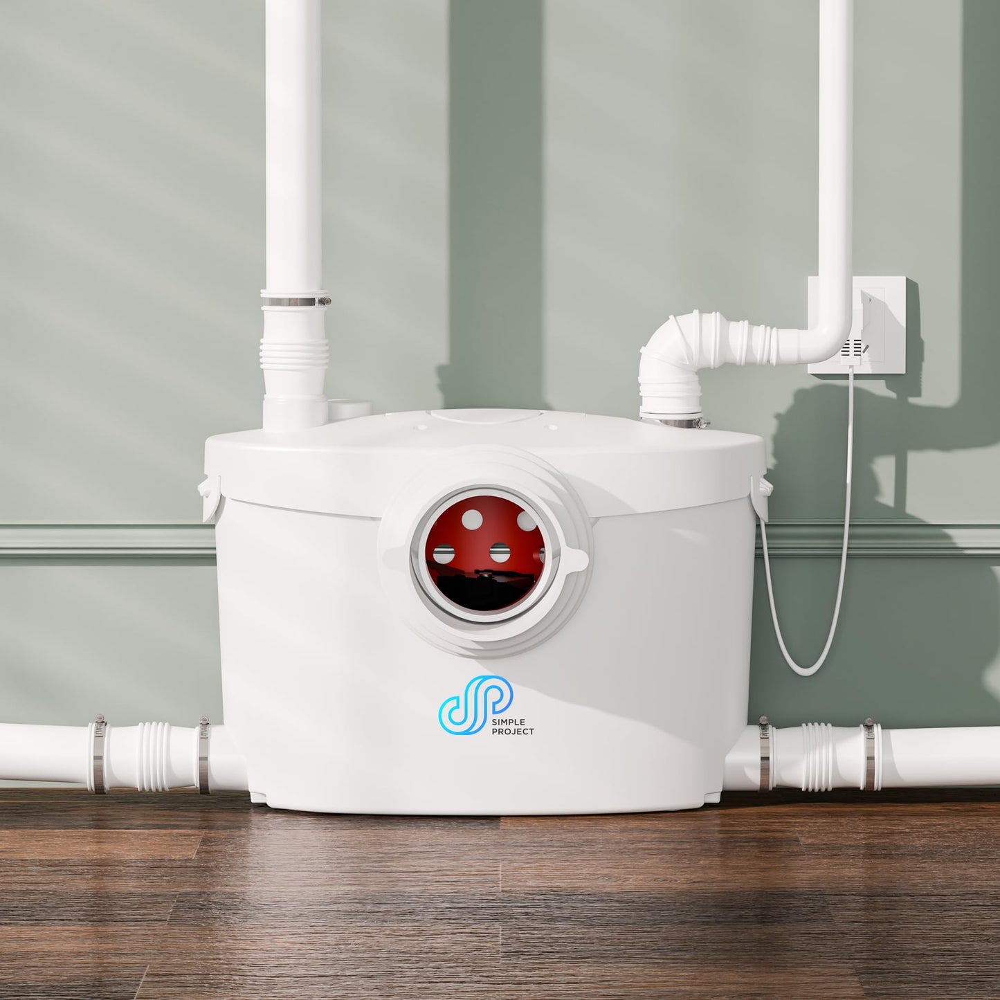 Simple Project 750w Macerator Pump, Basement Toilet System 36 Ft/10 M Head, Sewerage Grinder With 4 Water Inlets for Macerating Toilet, Shower, Bathtub Waste Water Disposal