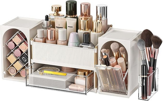 Modular Makeup Organizer, Clear Acrylic Cosmetic Storage Box with Drawer, Vanity Countertop Organizer for Makeup, Skincare and Beauty Accessories – Multiple Styles
