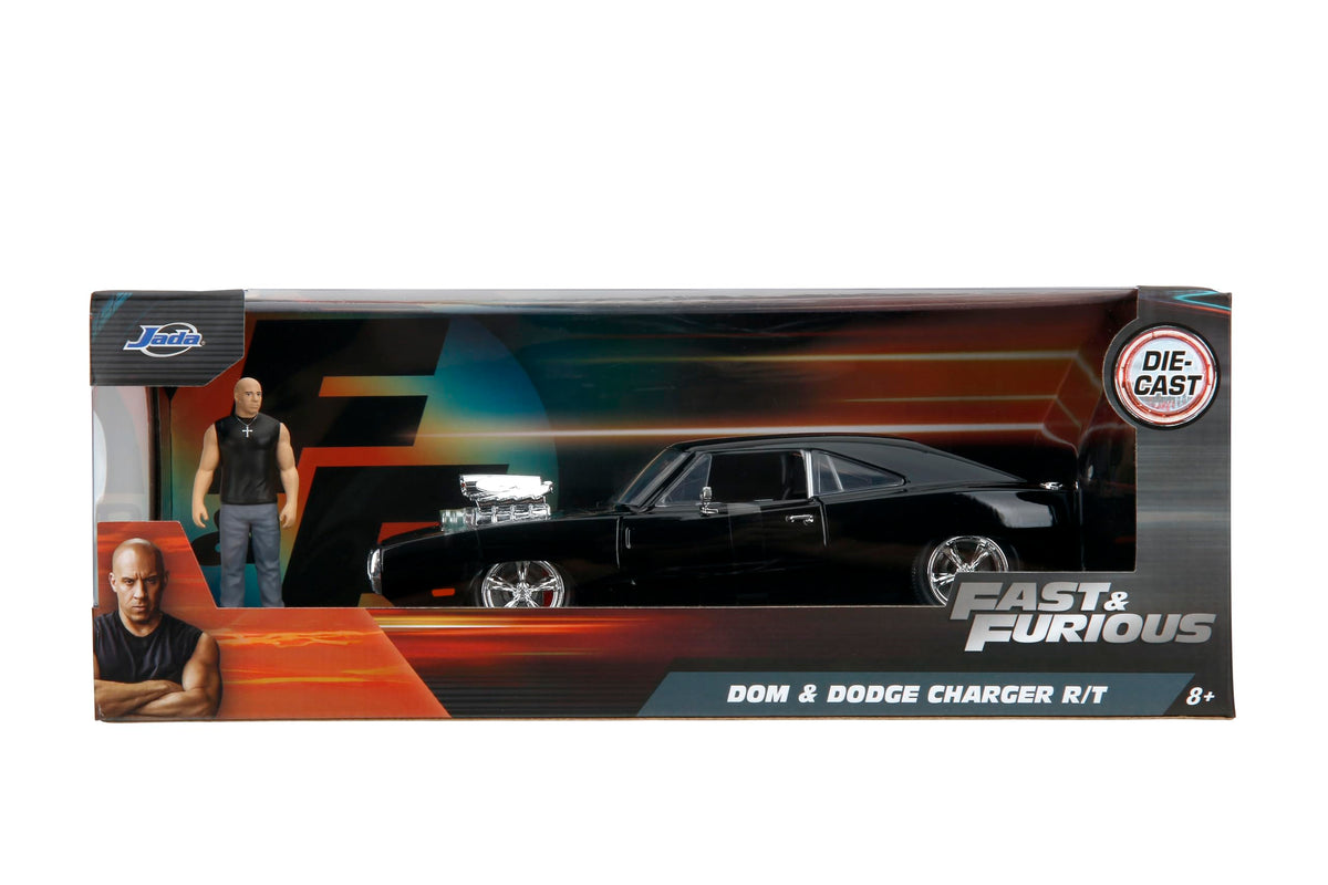 Jada Fast & Furious Dom’s 1970 Dodge Charger Diecast Model – 1:24 Scale Durable Die Cast Car – Includes Dom Figure – Perfect for Collectors and Kids