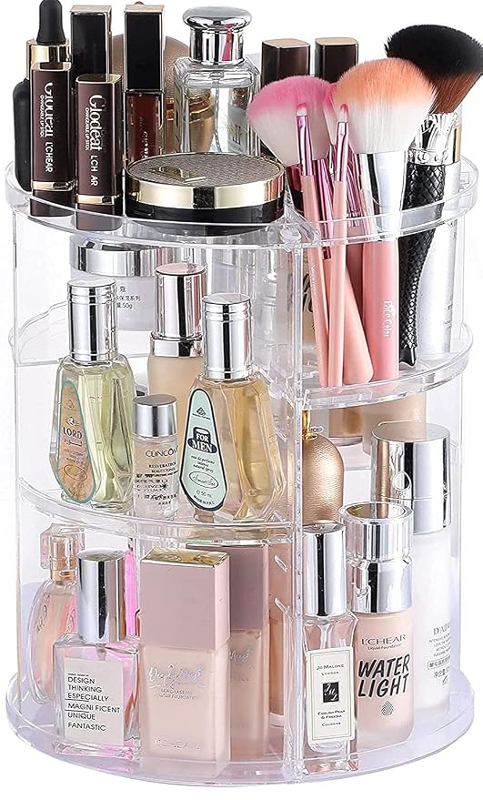 Clear Rotating Makeup Organizer for Vanity,Adjustable Skincare Organizer Countertop,Cosmetic Display Cases for Beauty,Skin Care,Spinning Makeup Stand,Make up Storage Organizer and Perfume organizer
