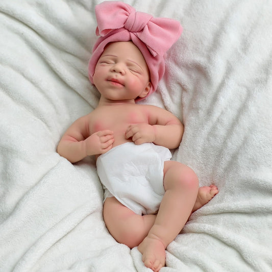 URMLHNRZ Realistic 18Inch Full Body Silicone Reborn Baby Doll – Sleeping Girl Lifelike Newborn Anatomically Correct Baby Ideal Gift for Kids 3+, Collectors