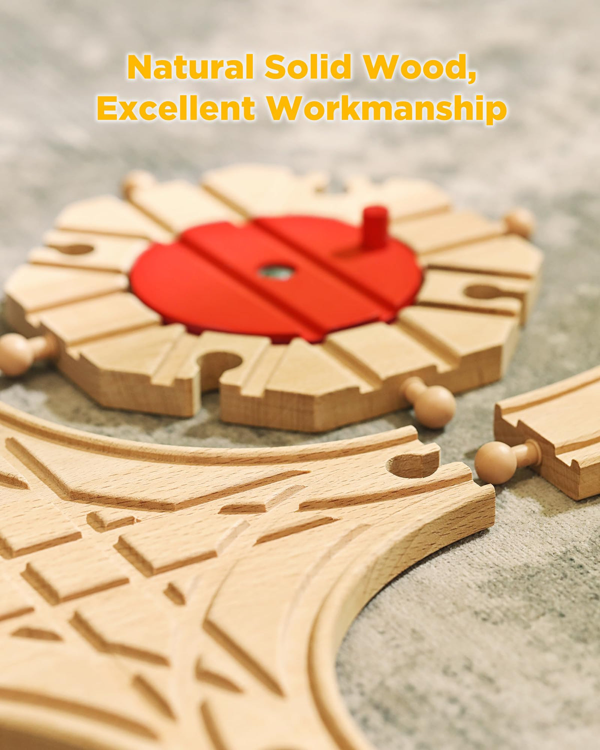 SainSmart Jr. Wooden Train Track 8pcs, Track Expansion Compatible with All Major Brands Toddler Railway Toy Train Set Boys Train Set 3+