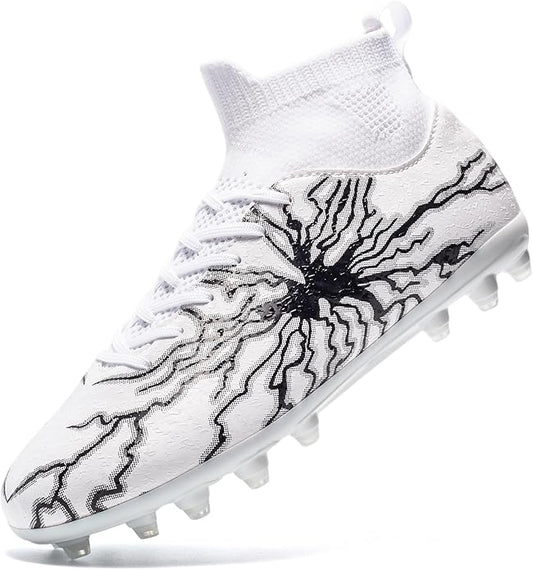 Kids Soccer Cleats Boys Girls Training Football Cleats Youth High-top Soccer Shoes for Little/Big Professional Athletic Outdoor Football Shoes