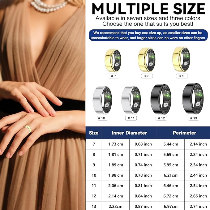 Smart Rings for Women Men,Fitness Tracker Ring,Heart Rate,Blood Oxygen,Blood Pressure,Step Tracker,Sleep Monitoring,No Subscription Fee,IP68 Waterproof Smart Ring for iphone&Android(Silver 12)
