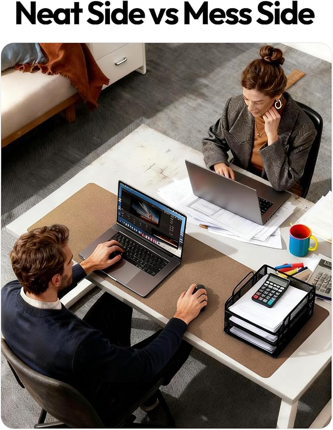 YSAGi Leather Desk Protector, Office Mat, Large Mouse Mat, Non-Slip PU Leather Blotter, Laptop Pad, Waterproof Writing Pad for Office and Home (Shiny Bronze, 31.5" x 15.8")