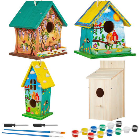 Liliful 8 Pack Birdhouse Crafts for Kids, Wooden Creative DIY Bird House Kits Arts and Crafts Set for Kids and Adults, Spring Birthday Gifts for Toddlers Ages (Vintage Style)