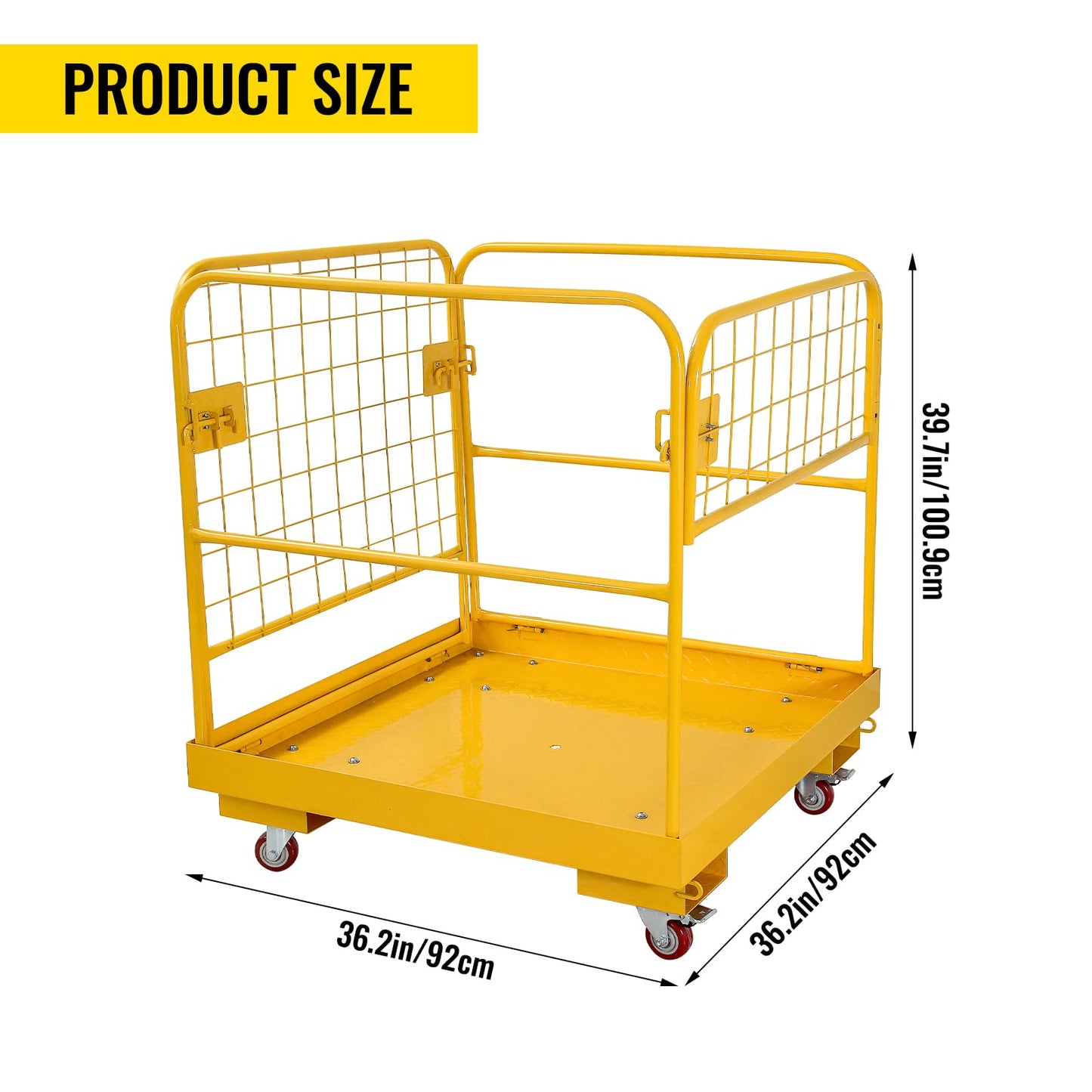 Forklift Safety Cage, 1200 LBS Yellow Capacity Forklift Work Platform with Safety Harness, Collapsible Lift Basket Aerial Platform for Lifting Loader,36"-A