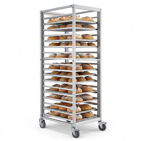18-Tier Half & Full Sheet Bun Pan Rack - Bread Bakers Rack for Commercial Kitchen, Rolling Baking Cart with Brake Wheels, 24" L x 18.3" W x 70.3" H