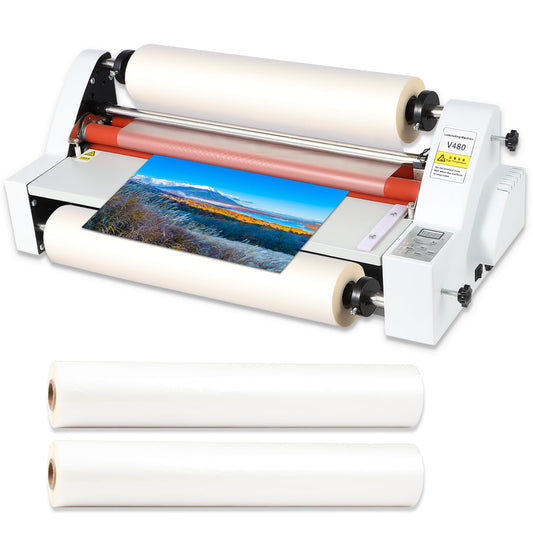 17.7inch Cold Hot Roll Laminator with 2 Rolls of Thermal Laminating Film (1 Inch Core, 0.8 mil,17.3in W×656ft L),V480 Laminating Machine, Single & Double-Sided Thermal Laminator,Digital Display, 110V