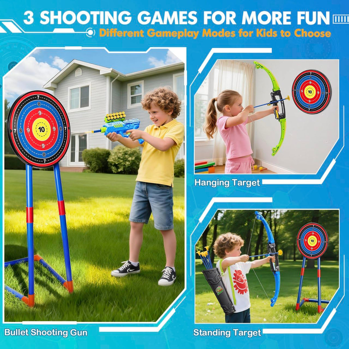 polokping 2 Pack Bow and Arrow Toy for 5 6 7 8 9 10+ Year Old Boys, Ideal Gift for Kids, Indoor Outdoor Shooting Game Toy for Ages 4-8 8-12, LED Light Up Archery Set with 12 Suction Cup Arrows