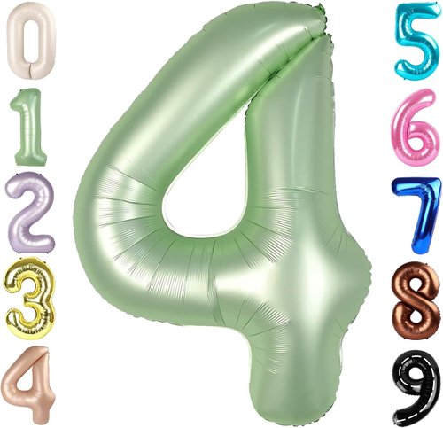 40 Inch Olive Green Number Balloon - Large 4 for Birthday Parties & Graduations