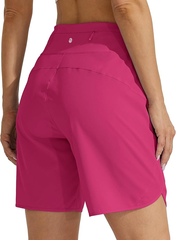 Willit Women's 7" Athletic Running Shorts Long Workout Hiking Shorts Quick Dry High Waisted Active Zipper Pocket(XX-Large)