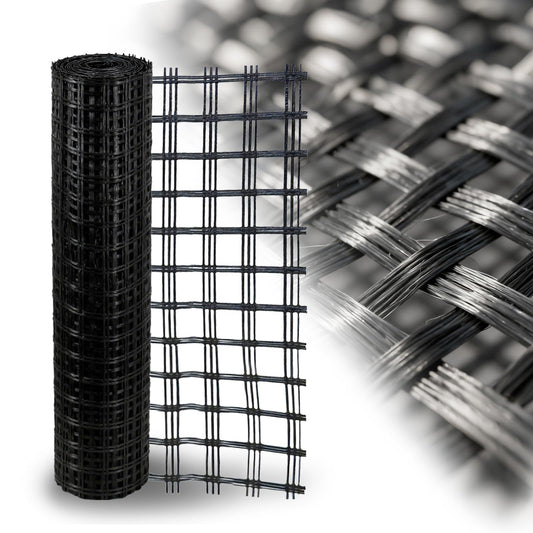 4ft x 50ft Fiberglass Geogrid for Retaining Walls, Bi-Directional 50kN Tensile Strength Geo Grid, 0.8" Mesh Soil Stabilization Fabric for Retaining Walls Up to 6 ft, Driveways & Ground Reinforcement