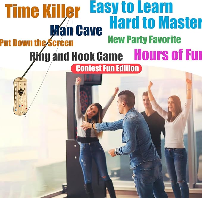 Hook and Ring Toss Game Bottle Opener Ring Toss Game for Indoor Outdoor Party Man