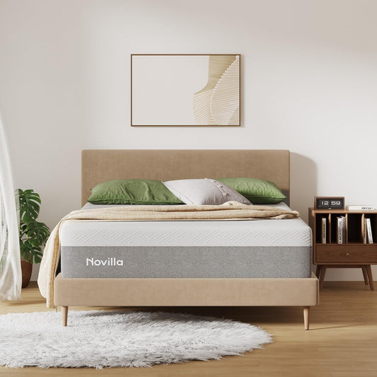 Novilla 10 Inch Gel Queen Memory Foam Mattress - Cool Sleep & Pressure Relief | CertiPUR US Certified