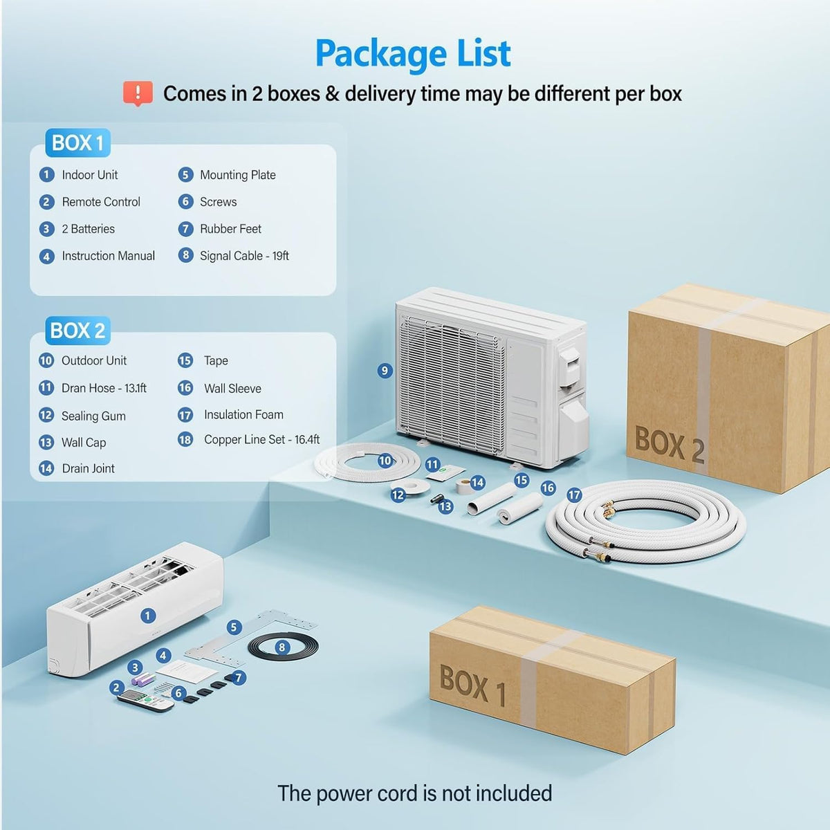 11500 BTU WiFi Enabled Mini Split Air Conditioner & Heater, 208/230V Heat Pump with Pre-Charged Condenser, 17 SEER2 Inverter Ductless Wall Unit & Installation Kit for Home Use