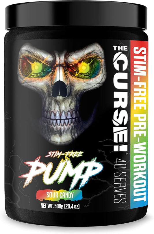JNX SPORTS The Curse! Pump ??Stim-Free Pre-Workout | Sour Candy 40 Serves | Caffeine-Free Pump Pre Workout, Non-Stim Nitric Oxide Preworkout for Men & Women