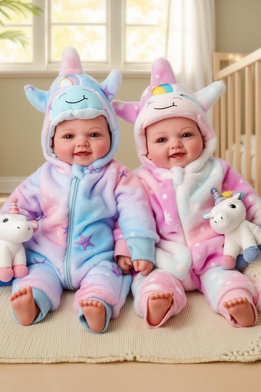 BABESIDE Baby Dolls Twins - 17'' Cute Soft Body Realistic Newborn Twin Dolls Real Life Baby Girl and Boy with Accessories Kids Age 3+ Year Old Gifts, Pretend Play, Collection