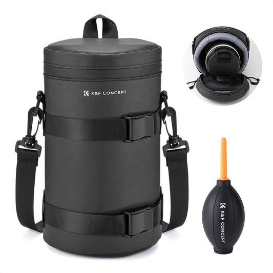 4.53" x8.6" K&F CONCEPT Camera Lens Pouch Case, Waterproof Zipper Lens Protective Bag, Shockproof All-round Camera Lens